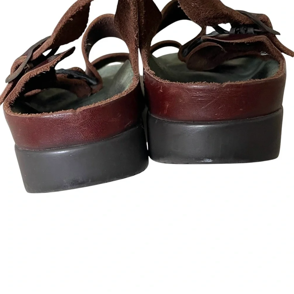 MEPHISTO Zeus Unisex Cork Leather Sandals Dark Brown 40
